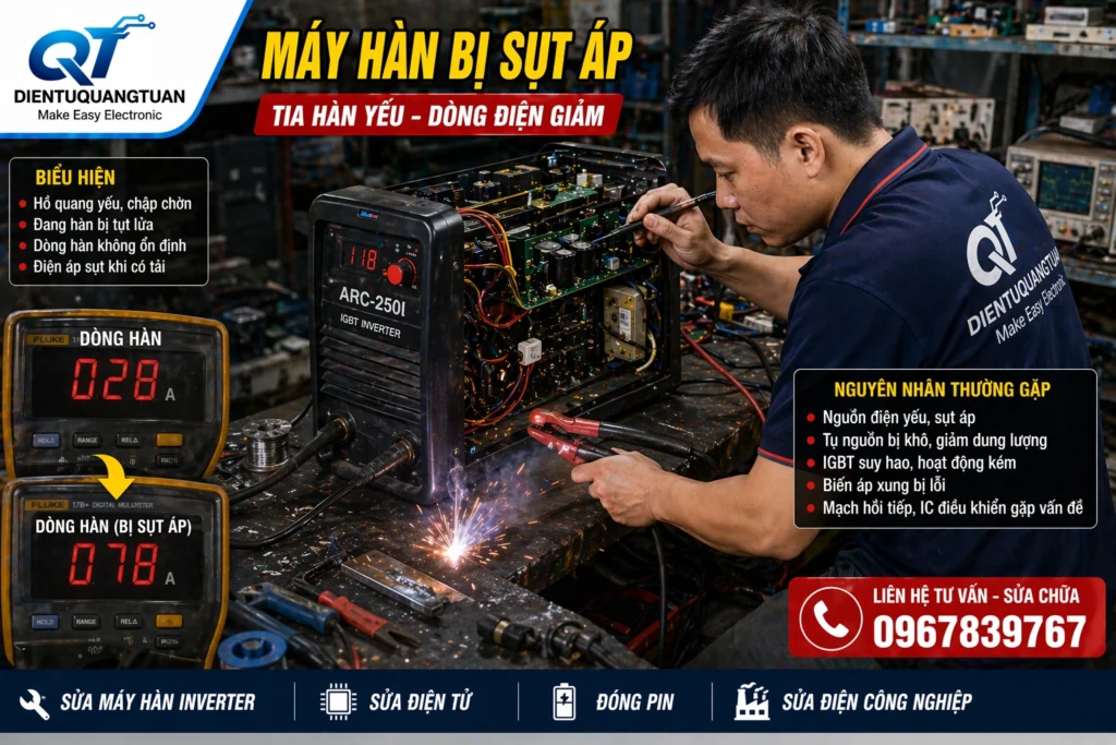 máy hàn bị sụt áp