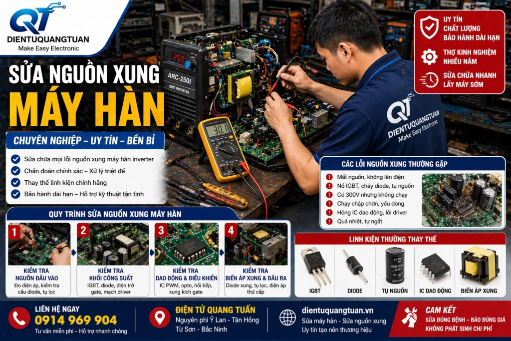 sửa nguồn xung máy hàn