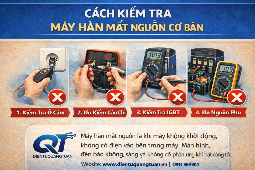 cách kiểm tra máy hàn mất nguồn cơ bản