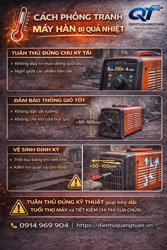 cách phòng tránh máy hàn bị quá nhiệt