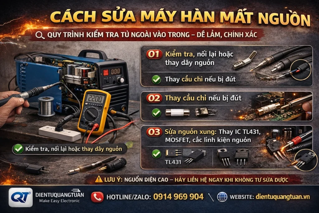 cách sửa máy hàn mất nguồn