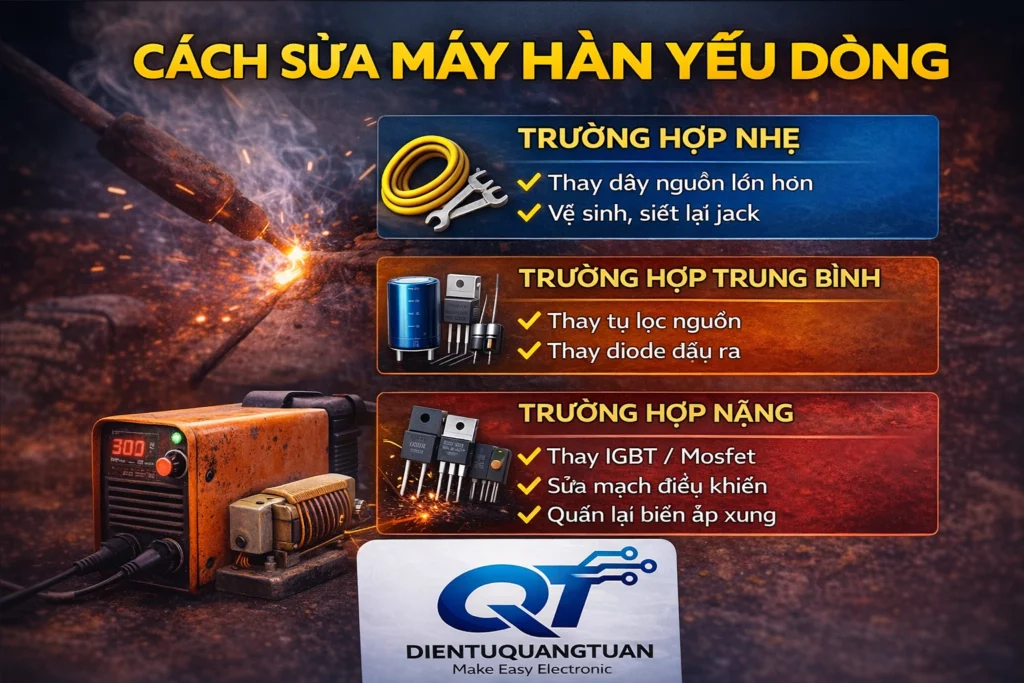 cách sửa máy hàn yếu dòng