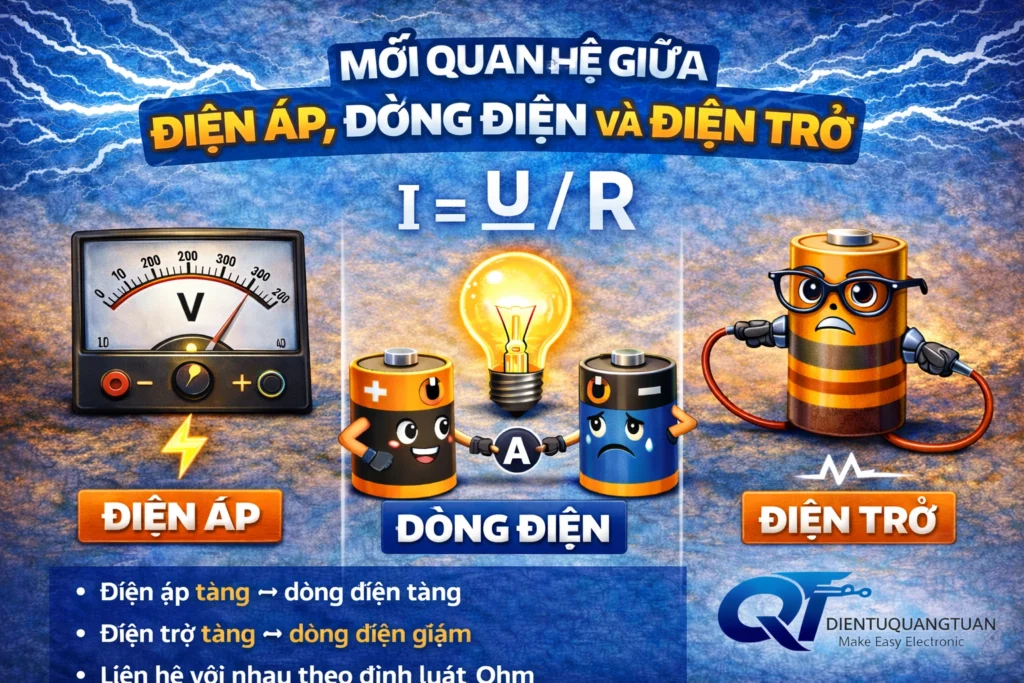 mối quan hệ giữa điện áp, dòng điện và điện trở