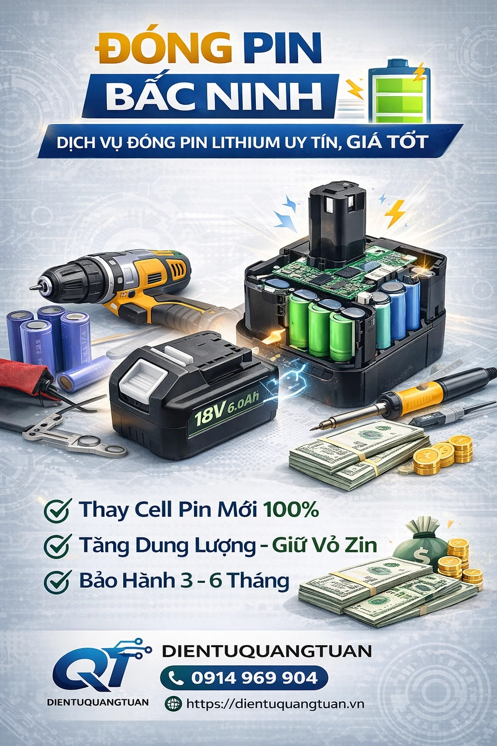 Đóng Pin Bắc Ninh – Dịch Vụ Đóng Pin Lithium Uy Tín, Giá Tốt