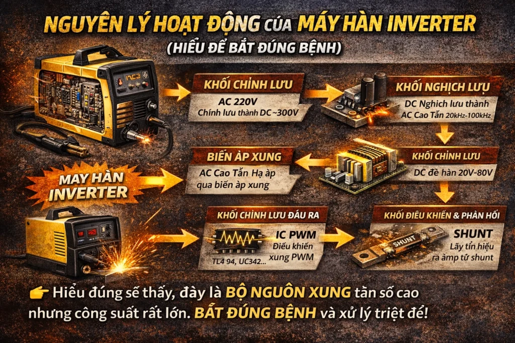 nguyên lý hoạt động máy hàn inverter