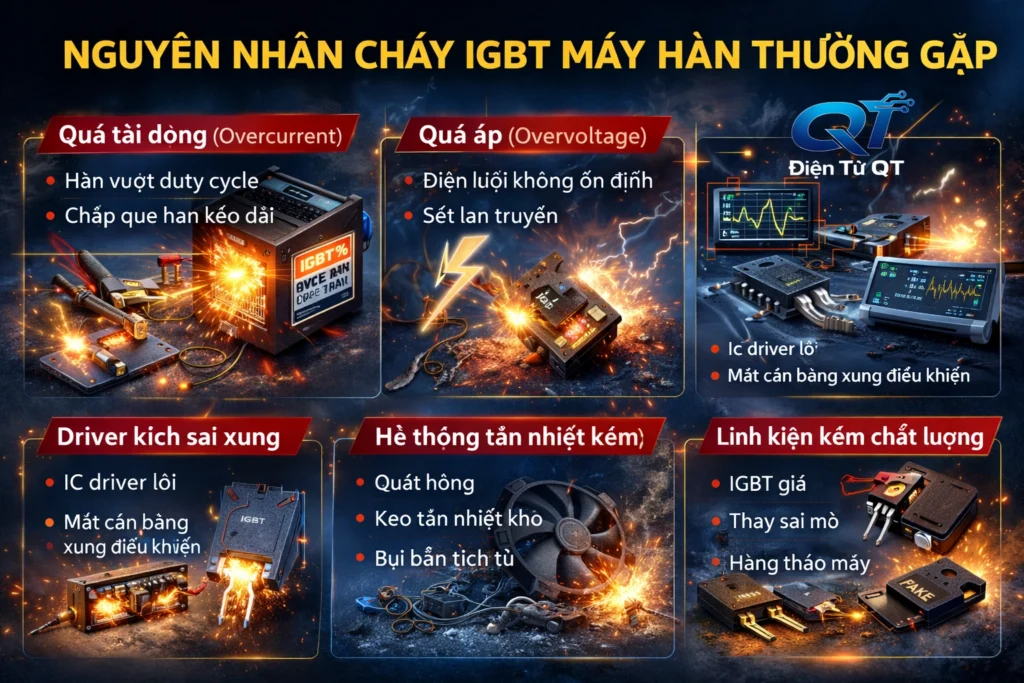 nguyên nhân cháy igbt máy hàn thường gặp