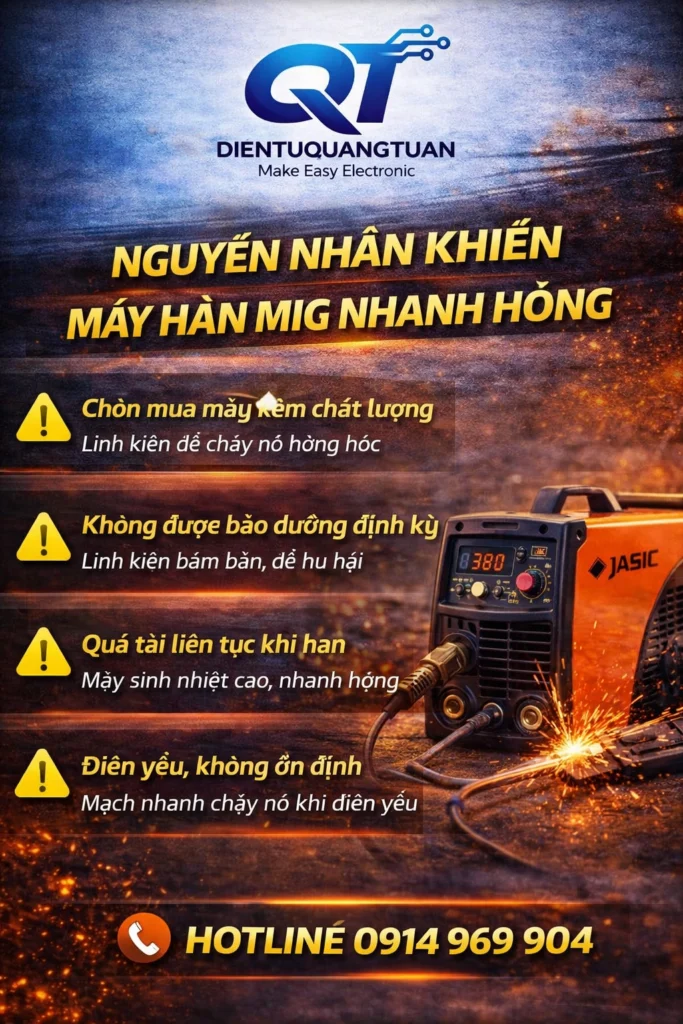nguyên nhân khiến máy hàn mig nhanh hỏng