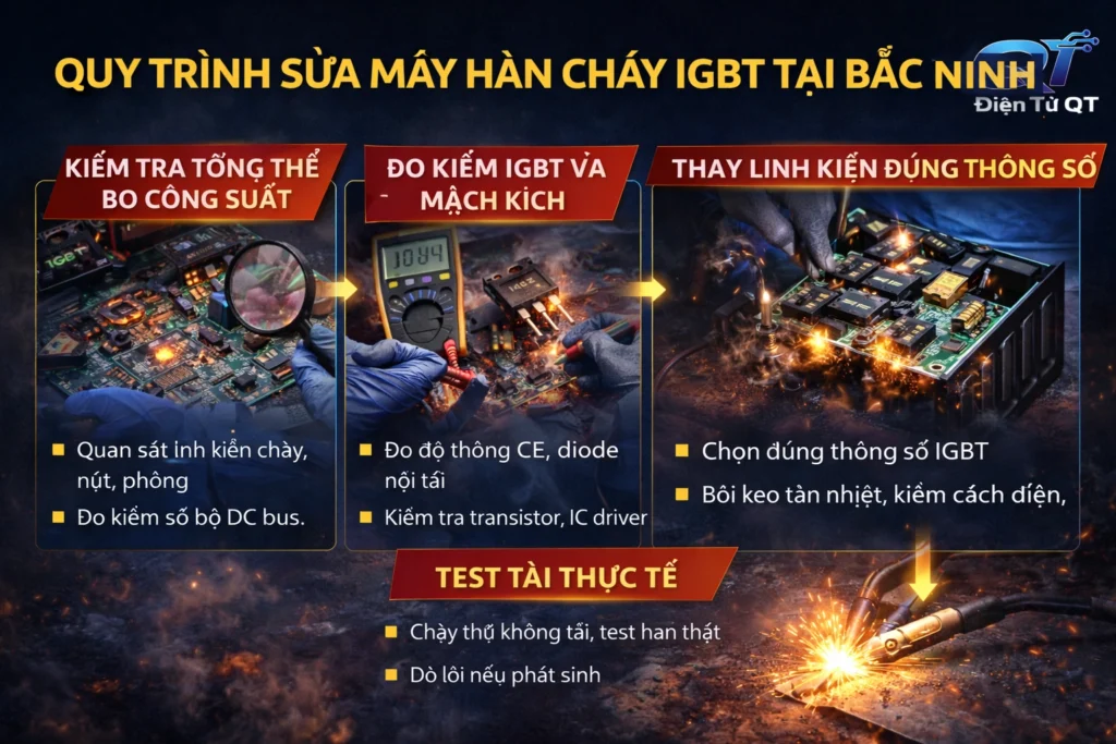 quy trình sửa máy hàn cháy igbt tại bắc ninh