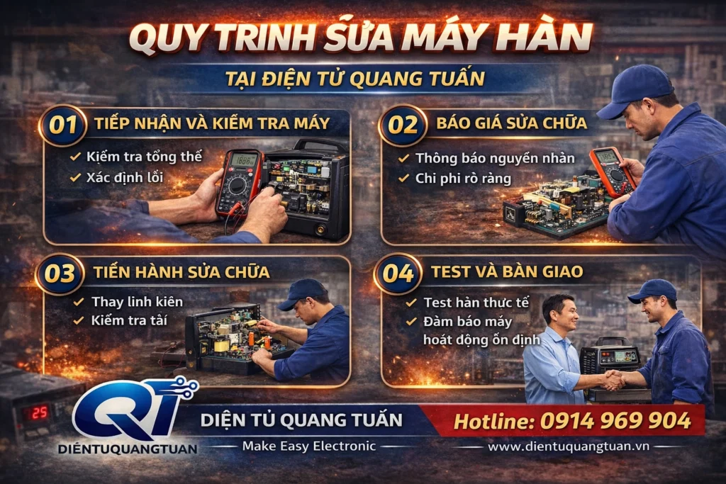 quy trình sửa máy hàn tại điện tử quang tuấn