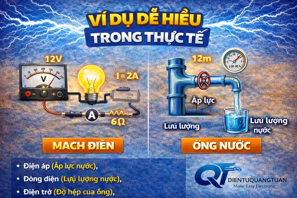 ví dụ về điện áp, dòng điện và điện trở