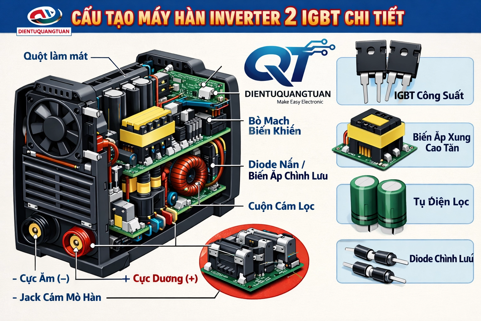 Cấu Tạo Máy Hàn 2 IGBT Chi Tiết