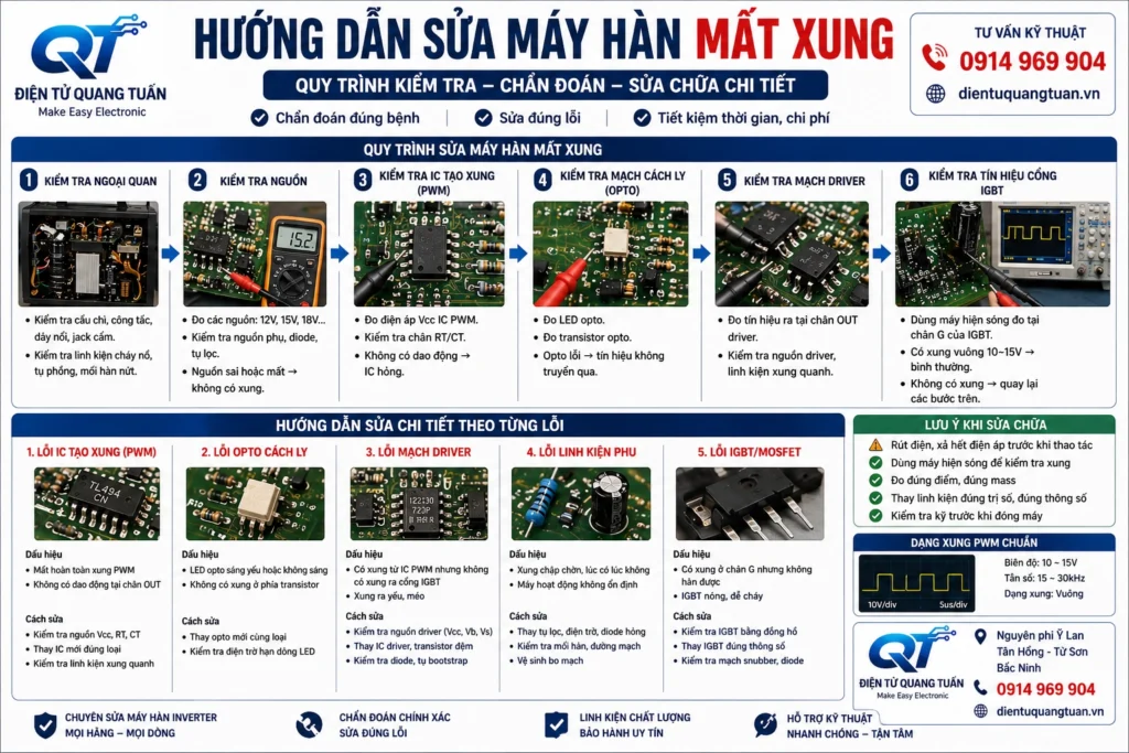hướng dẫn sửa máy hàn mất xung
