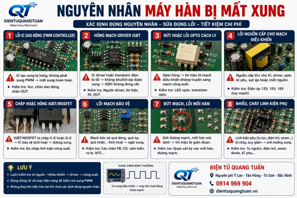 nguyên nhân máy hàn mất xung