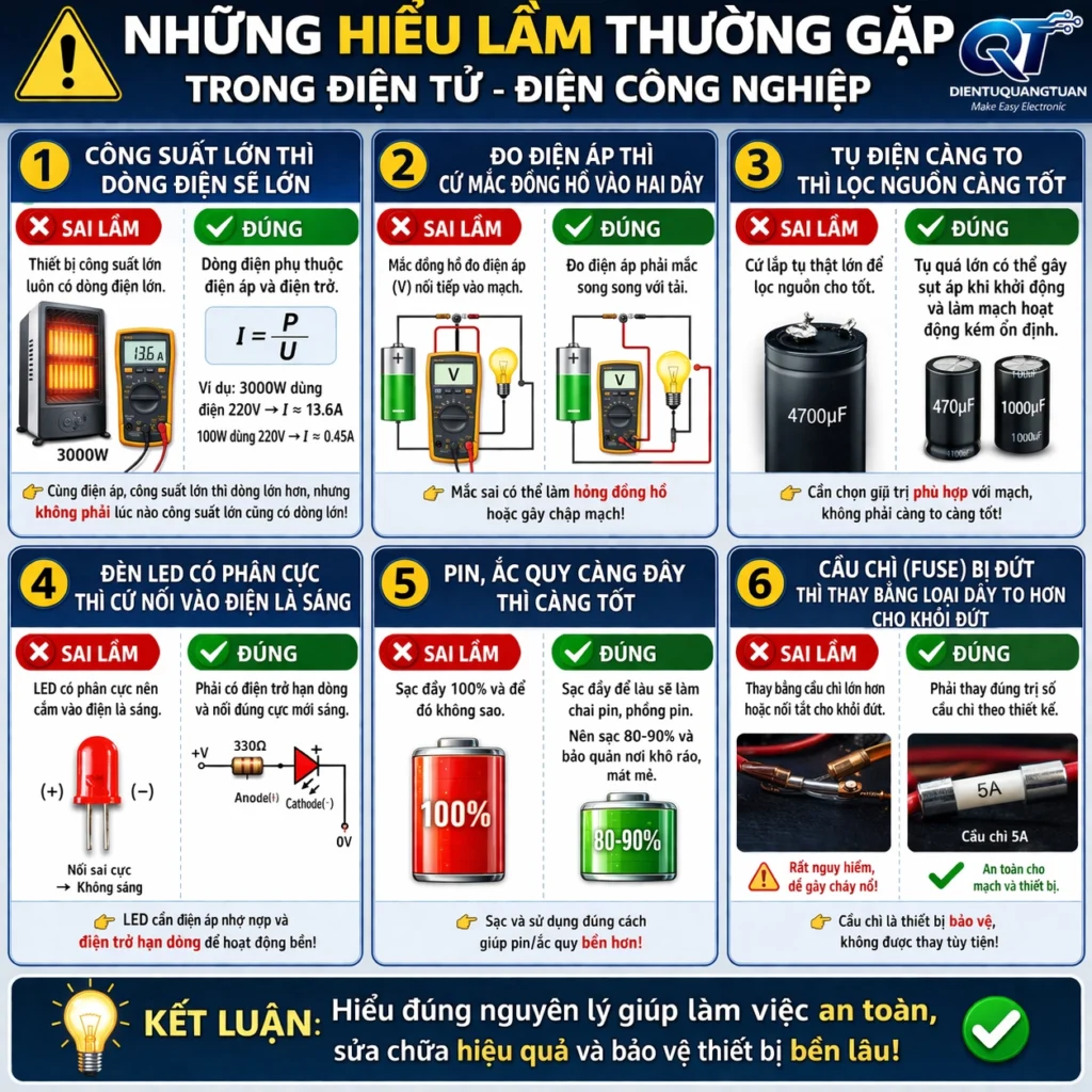 những hiểu lầm thường gặp về dòng điện